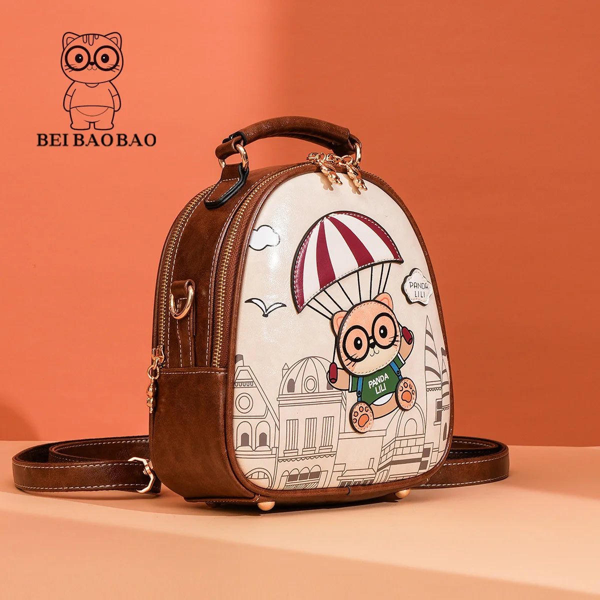 Soft Leather Small Backpack Shoulder Bag Multifunction Travel Bag
