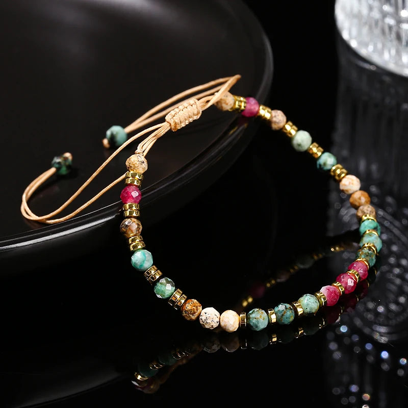 Natural Stone Faceted Turquoise Colored Bracelet