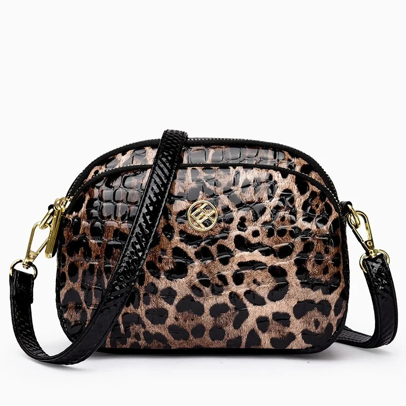 Women's Small Messenger Bag PU Leather Shiny Shoulder Bag Fashion Saddle Bags