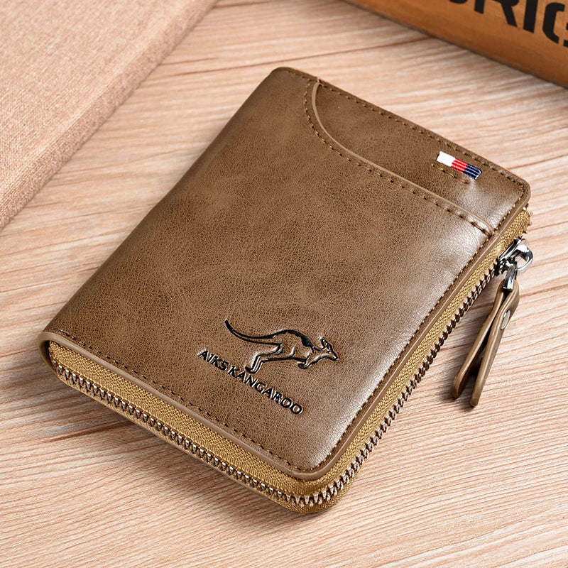 Mens Wallet Leather Business Card Holder Zipper Wallets