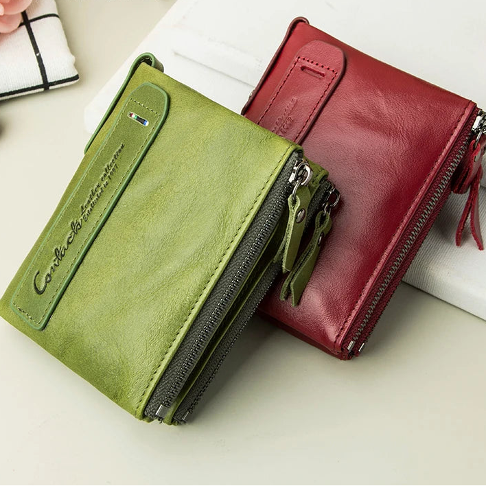 Genuine Leather Fashion Purses Bifold Purses Credit Card Holder Wallets