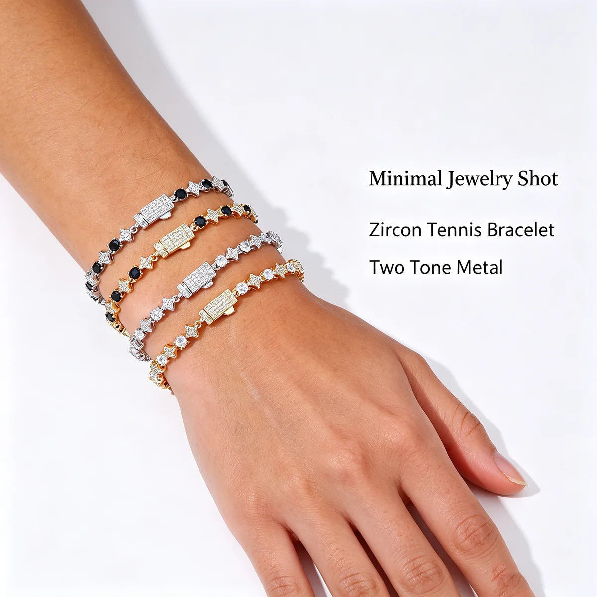 Glamorous Star Tennis Bracelet Celestial Four-Point Star Chain