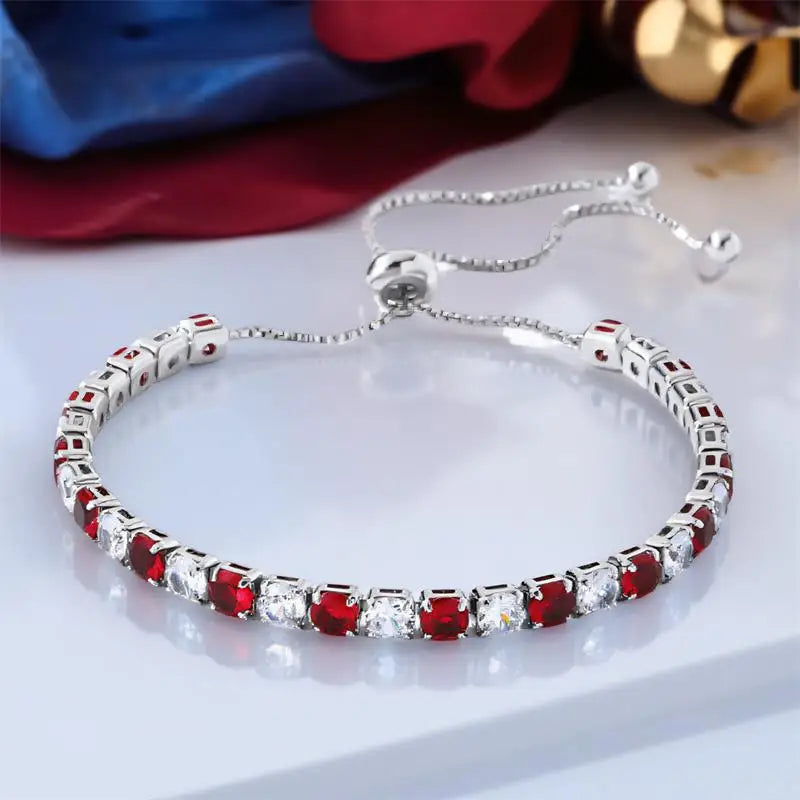 Multicolor Crystal Rainbow Zircon 4mm Round Stone Tennis Bracelets For Women