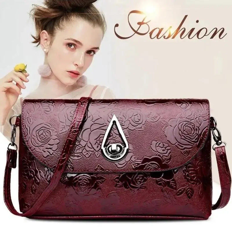 Evening Party Clutch Rose Flower Embossed Sling Bags Elegant Shoulder Purse