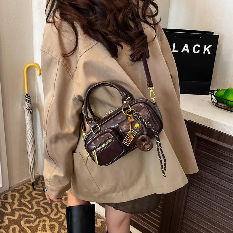 Vintage Style Boston Bag Fashion Handbags Shoulder Bags