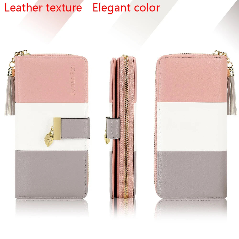 Latest Fashion Zipper Wallets large capacity Purses PU Leather Billfold Wallet