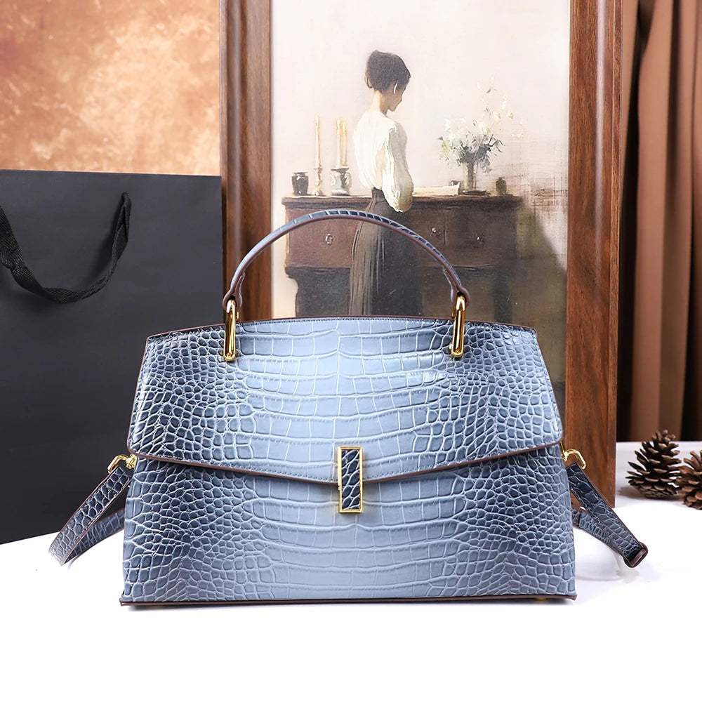 Crocodile Pattern Large Capacity Handbag Vintage Shoulder Bag