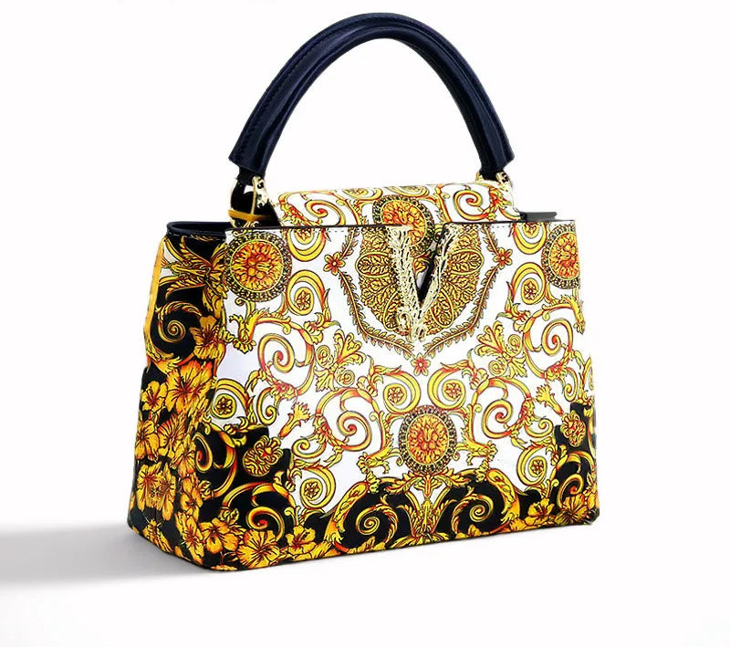 Printed Handbag Microfiber Luxury Elegant Shoulder Crossbody Bag