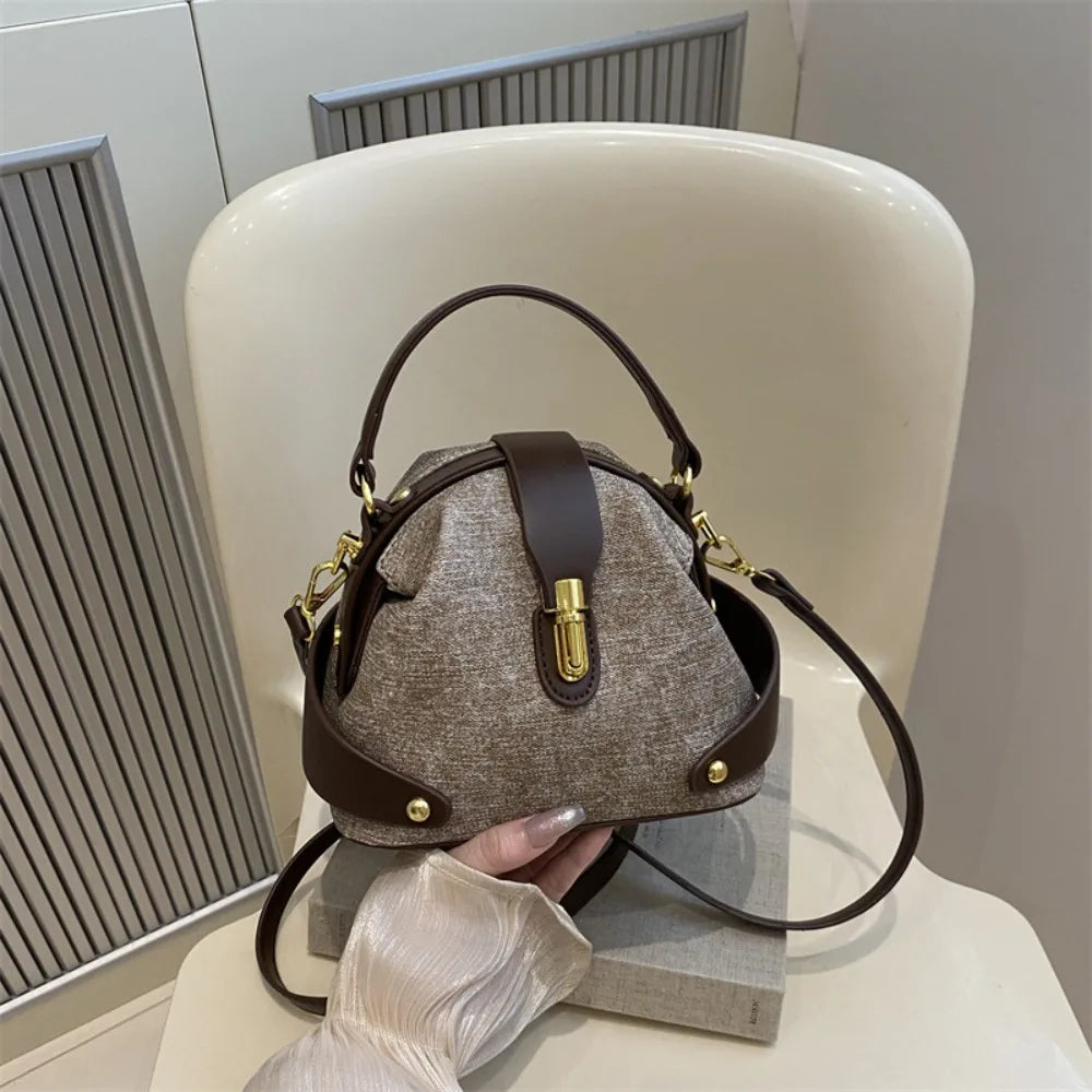 Vintage Shoulder Bag Luxury Leather Metal Buckle Messenger Bag
