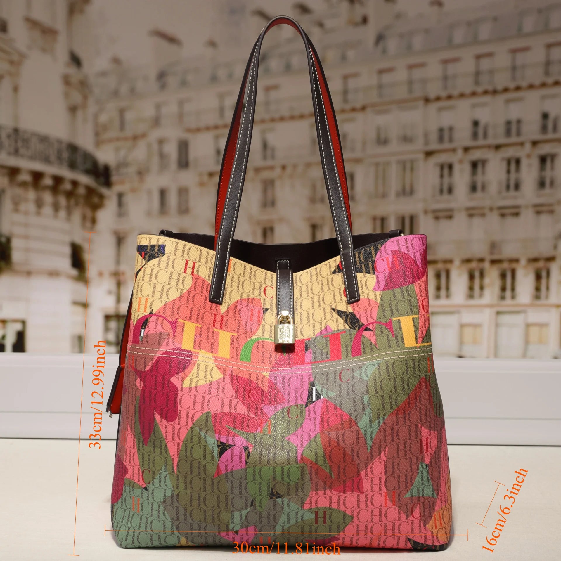 Women Bucket Bag Classic Letter Style Color Print Shoulder Bag