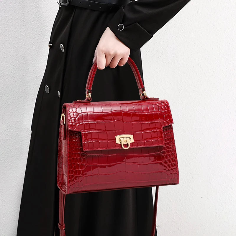 Lacquer Skin Crocodile Pattern Women's Handbag
