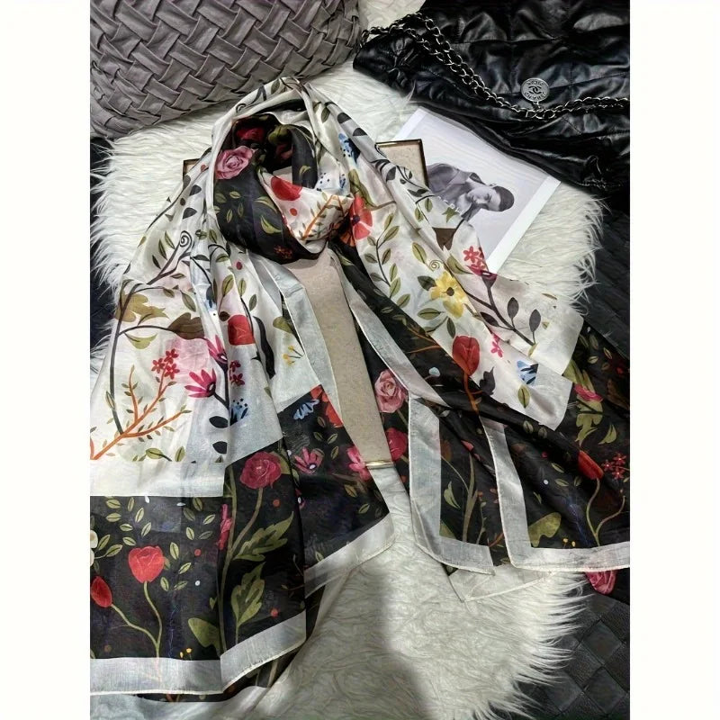 Lightweight 100% Mulberry Silk Oblong Scarf for Women