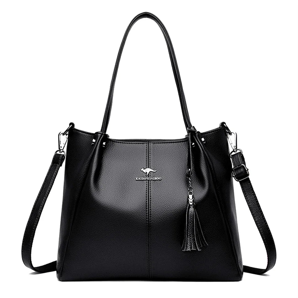 Elegant Cowhide Handbag Luxury Designer Shoulder Crossbody Genuine Leather Bag