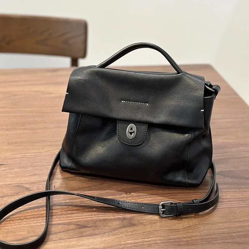 Handmade Retro Genuine Leather Bag Versatile Soft Cowhide