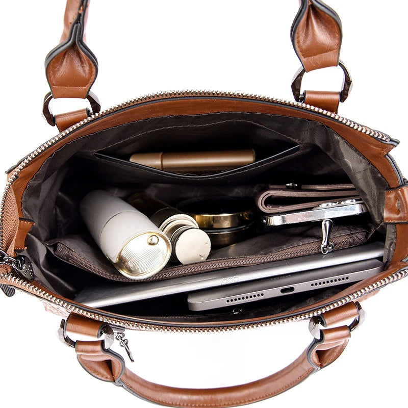 Luxury Genuine Leather Handbags For Women Crocodile Pattern Crossbody Bag