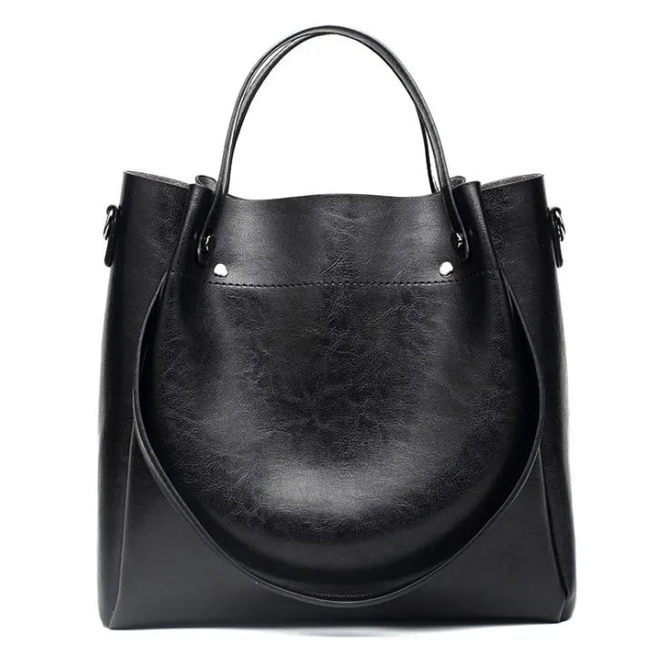 Fashionable Large Women's Shoulder Bag Handbag Oil Leather Crossbody Bag