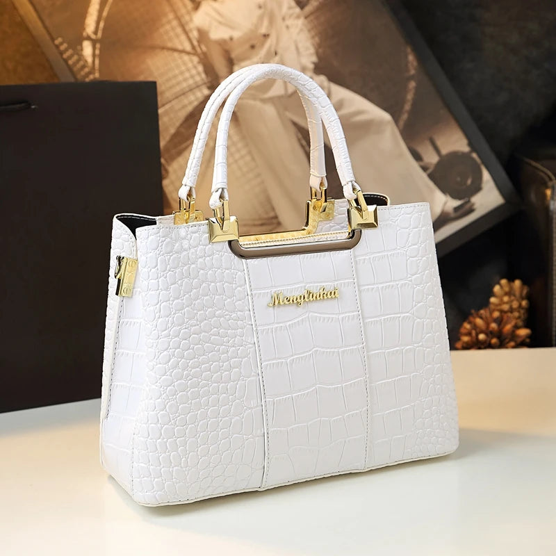 Genuine Leather Women Handbag Crocodile Pattern Tote Bag