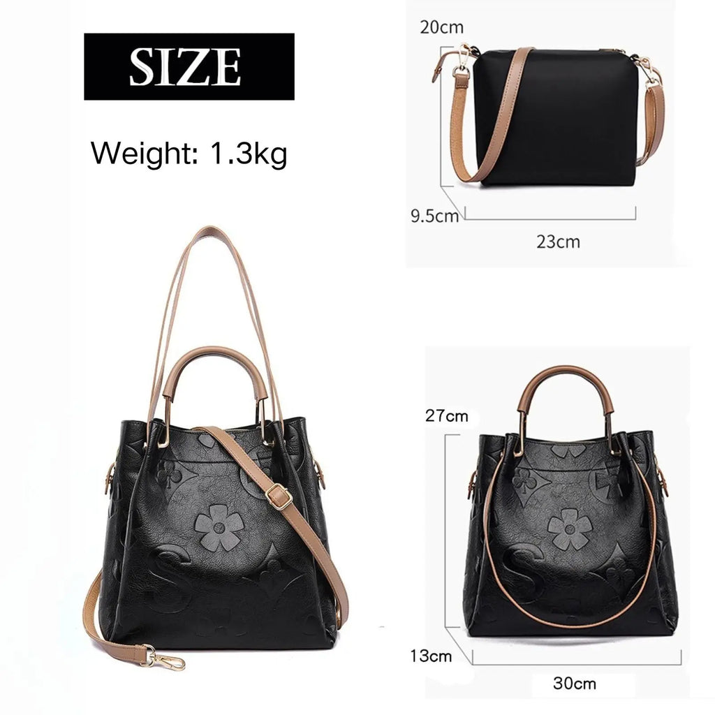 Floral Handbags Purses Women Tote Bag Embossed Leather Top Handle Handbag