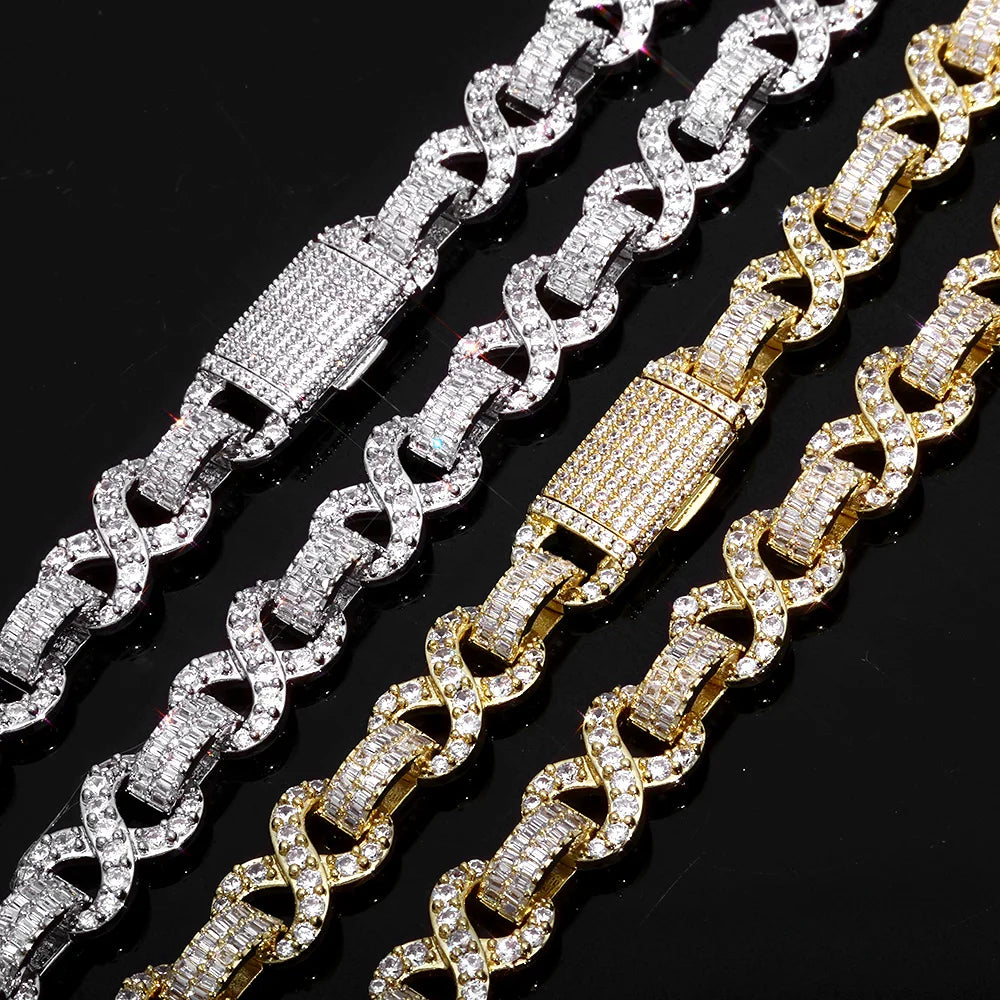 10mm Iced Out Infinite Chain Bracelet Bling Cubic Zirconia Bracelet Jewelry