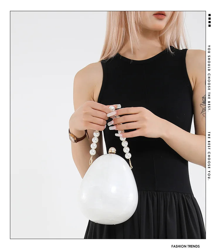 Acrylic eggshell bag fashion niche design women's messenger bag portable dinner bag