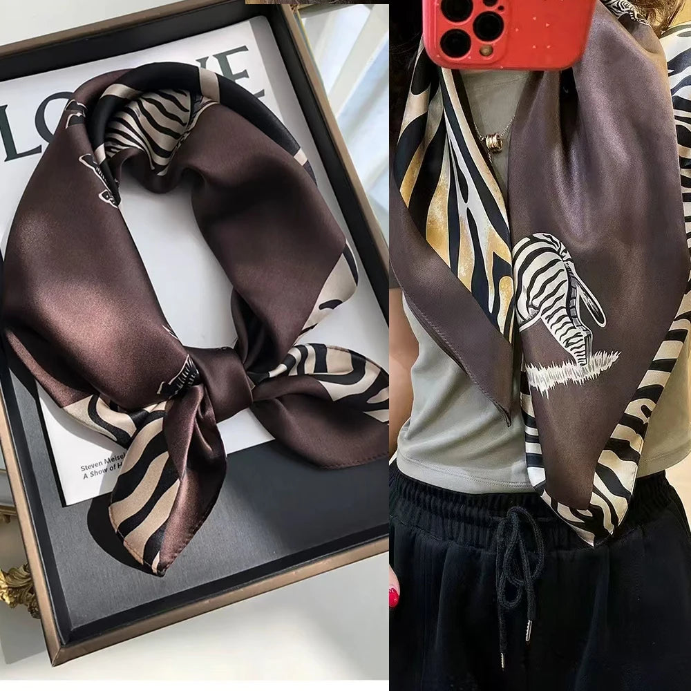 100% Silk Small Square Scarf Neckerchief for Women