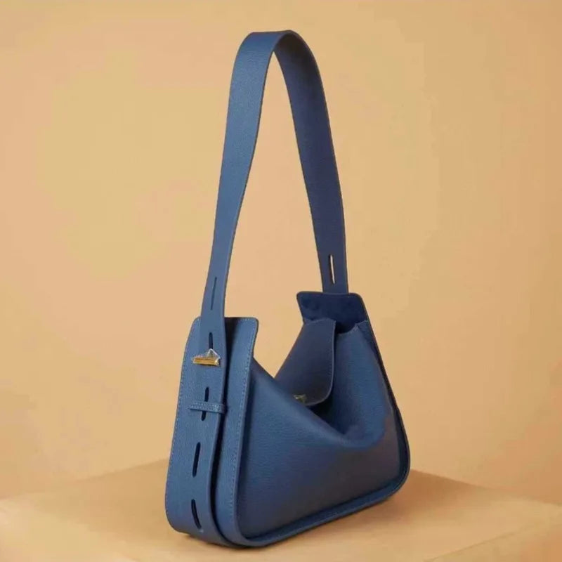 Genuine Leather Hobo Crossbody Flap Shoulder Bag Wide Strap