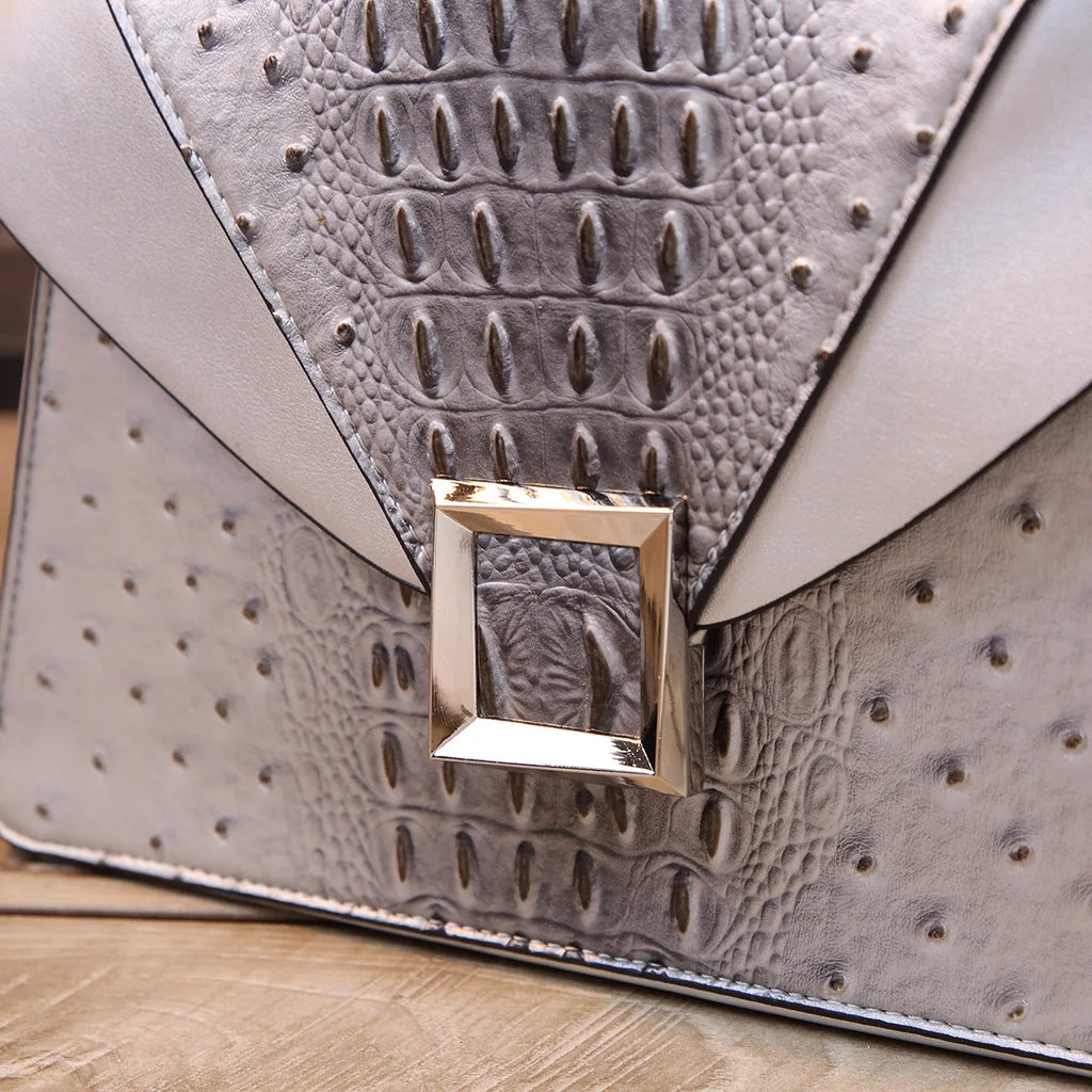 Luxury Design Cowhide High Quality Crocodile Print Handbag