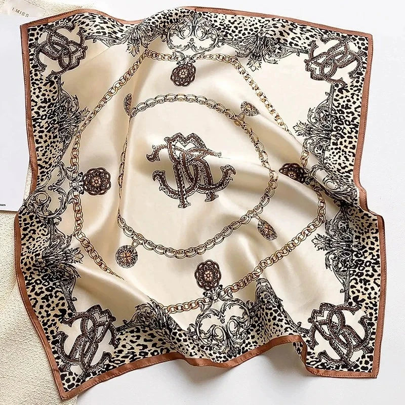 100% Real Silk Scarf Geometric Retro Fashion Scarves