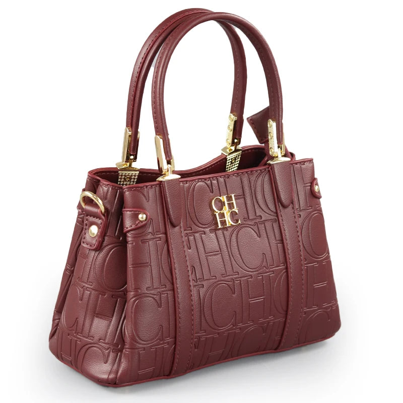 Fashion Embossed Handbag Luxury PU Leather Top Handle Bag
