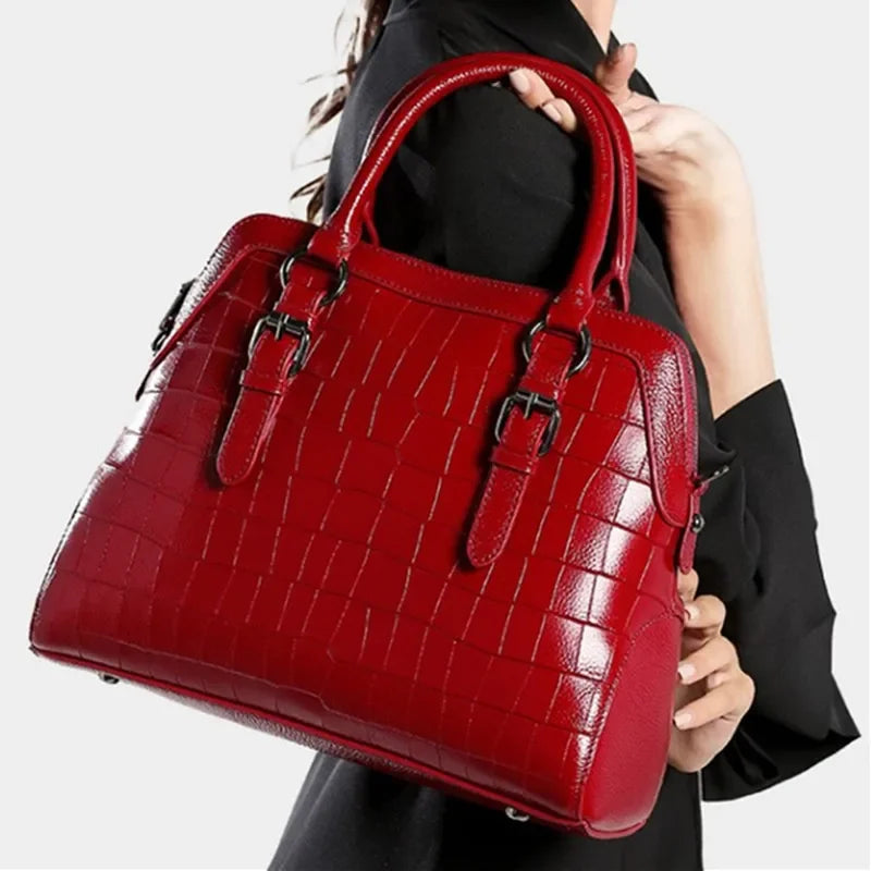 Genuine Leather Handbag Women Messenger Tote Shoulder Bag