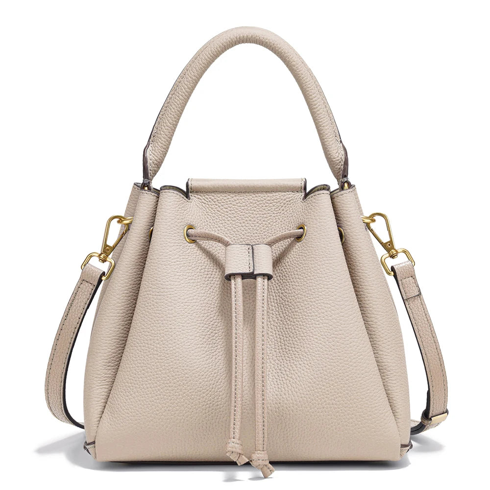 Genuine Leather Top-Handle Bag Simple Fashion Bucket Bag