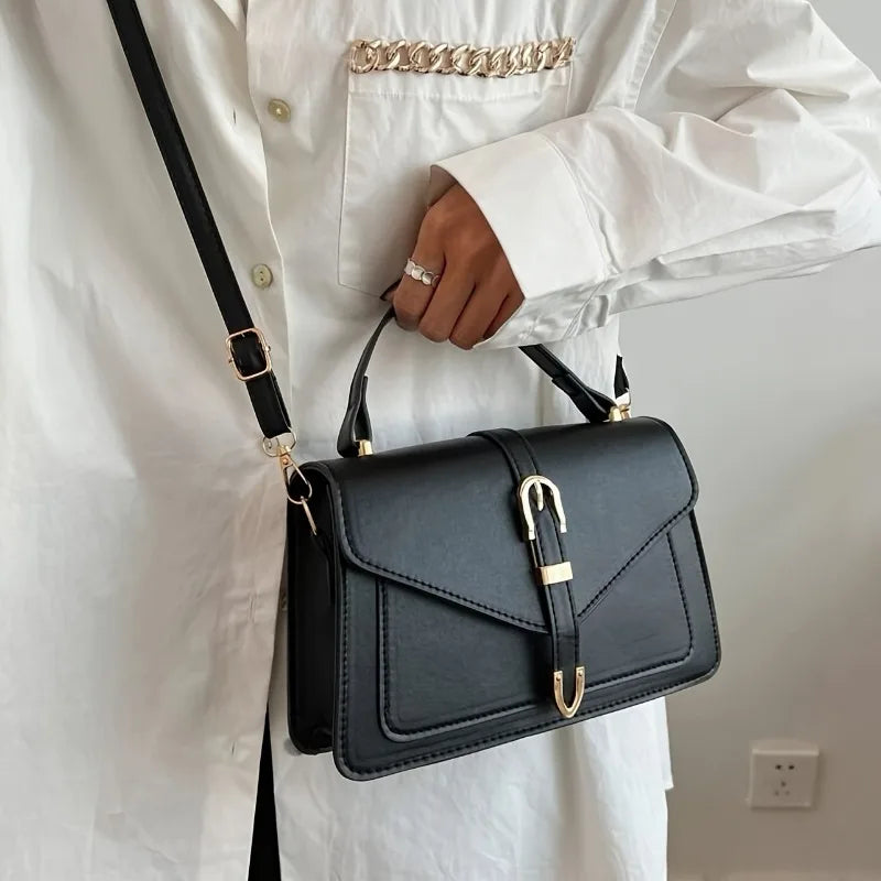 Fashionable Minimalist Crossbody Bag with Top Handle and Flap for Women