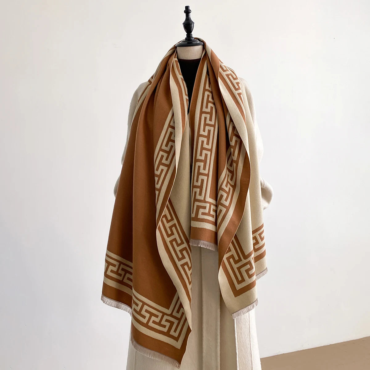 Women Geometry Print Shawl Warm Cashmere Luxury Scarf
