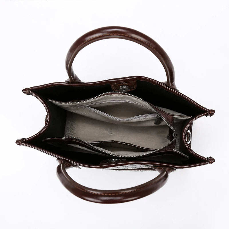 Luxury large capacity crocodile pattern PU leather handbag