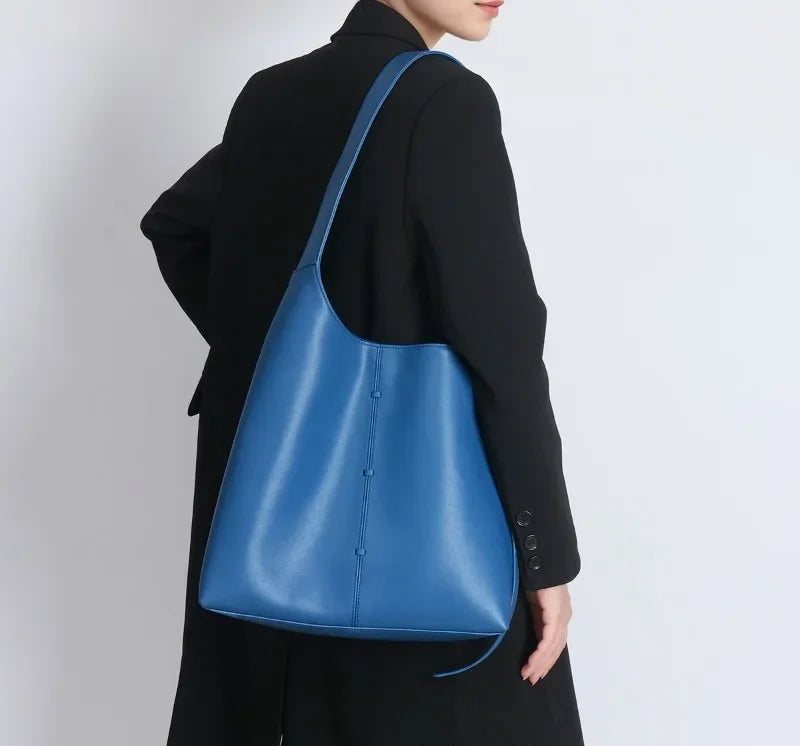 Genuine Leather Shoulder Bag Large Capacity Elegant Stylish