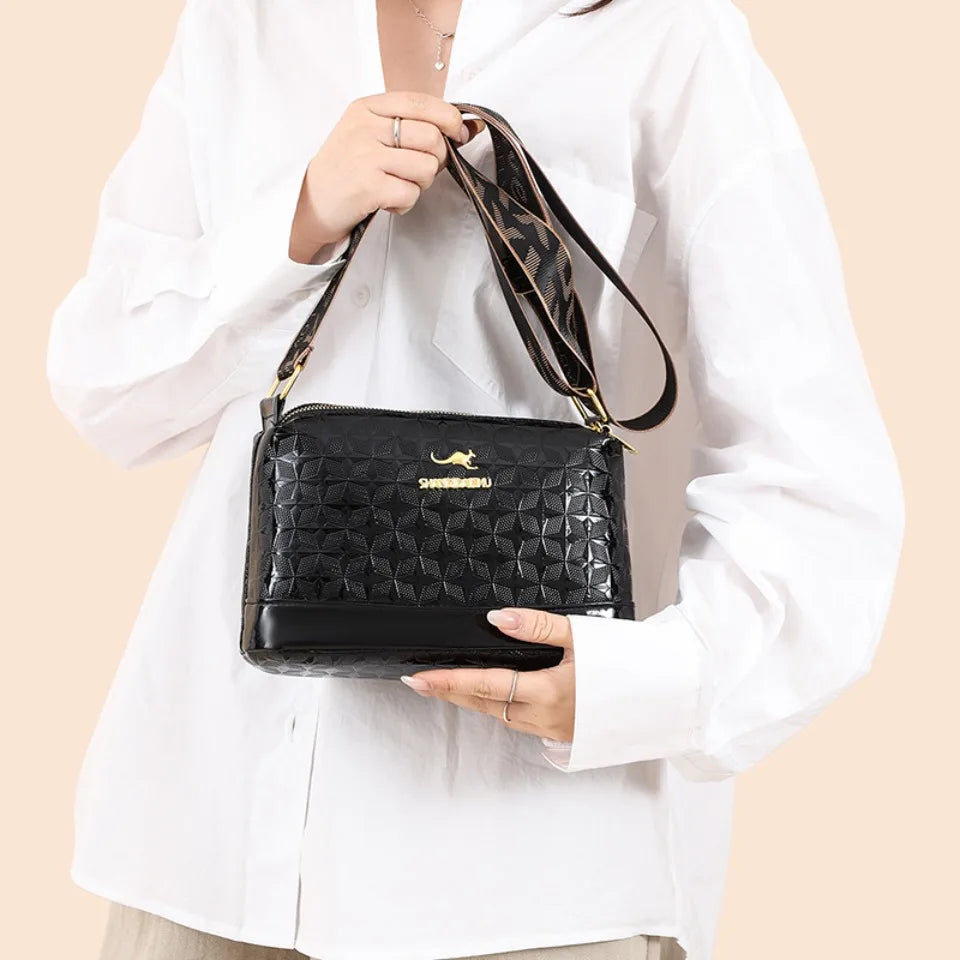 3 Layers Women Handbag Luxury Designer Patent Leather Shoulder Messenger Bag