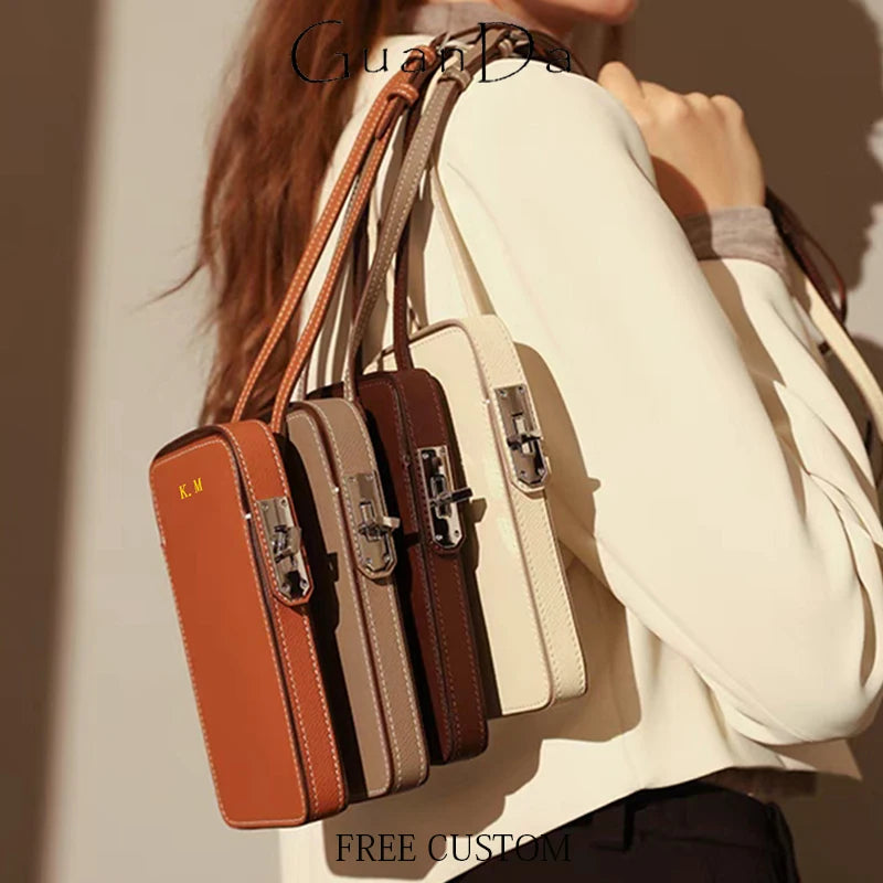 Luxury Design Phone Bag Woman Portable Genuine Leather Cross-body Bag Wallet