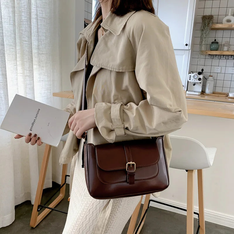 Vintage Shoulder Crossbody Bags PU Leather Trendy Fashion Handbags Retro Bag