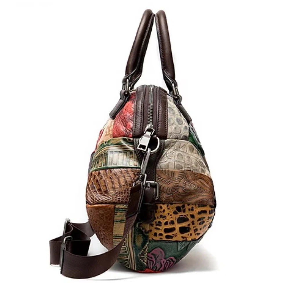Random pattern color splicing design single shoulder crossbody bag