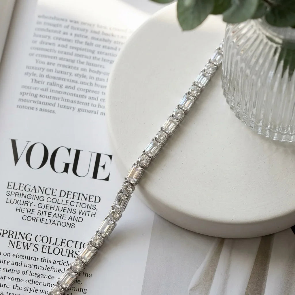 Baguette Moissanite Tennis Bracelet Luxury Fine Jewelry