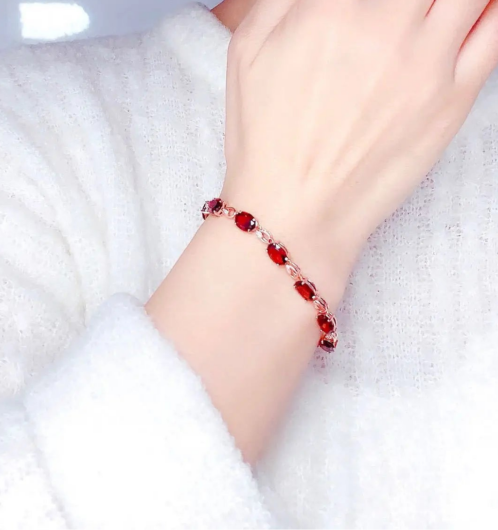 18k Rose Gold Original Bracelet Natural Ruby Gemstone Bracelet Jewelry