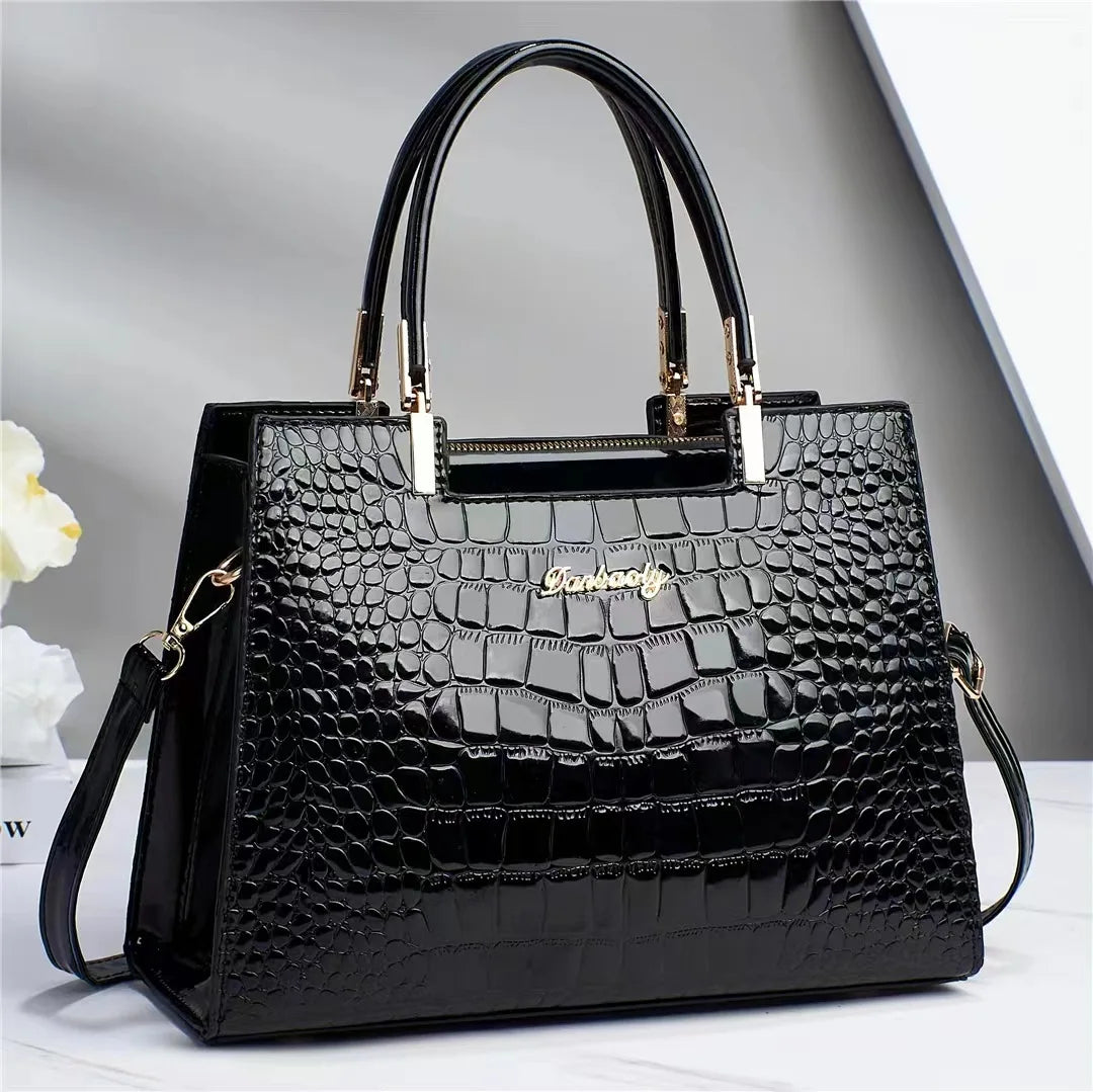 Luxury Patent Leather Handbags High-end Crocodile Pattern