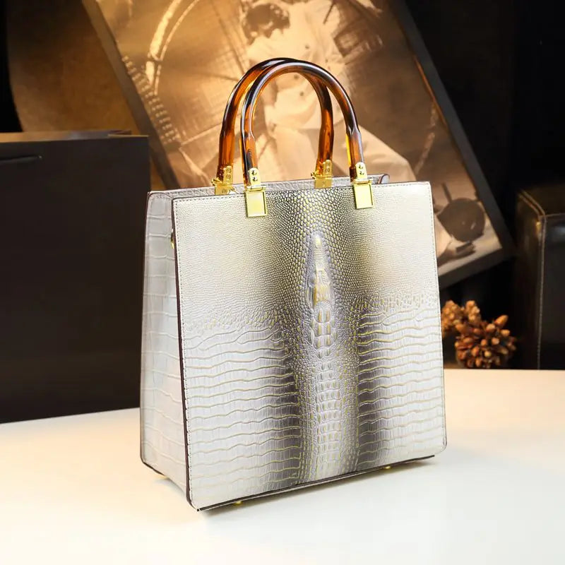 Crocodile Print Leather Handbags Large-capacity Tote