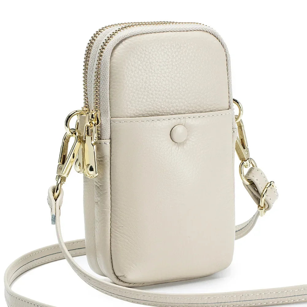 Mini Vertical Design Crossbody Female Bag Cow Leather Mobile Phone Bag Fashion