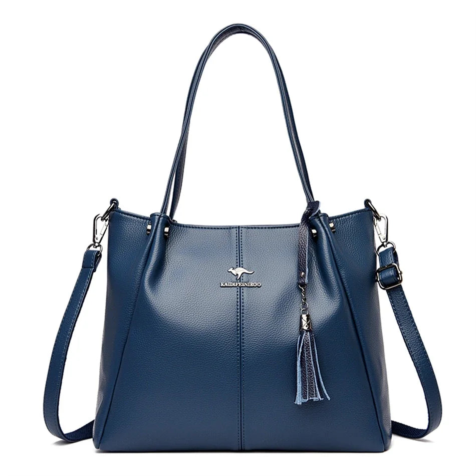Elegant Cowhide Handbag Luxury Designer Shoulder Crossbody Genuine Leather Bag