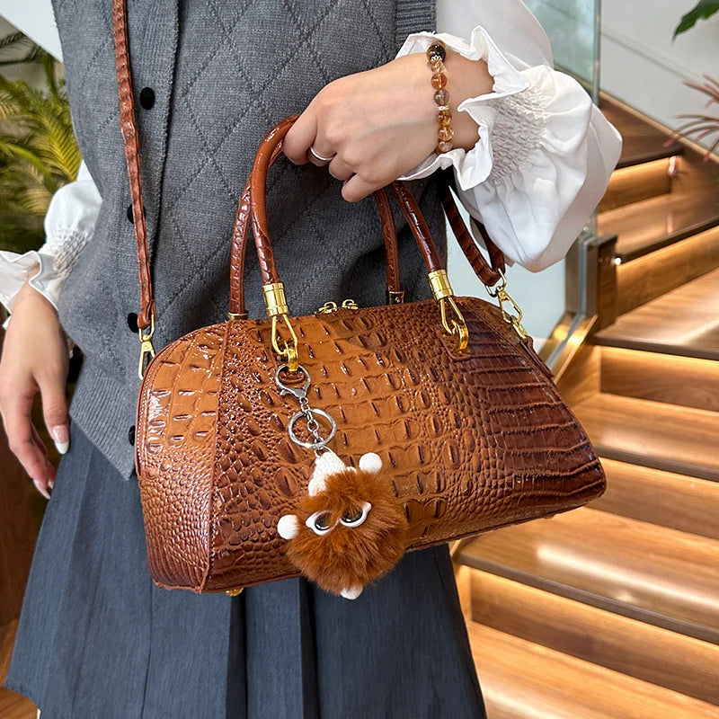 Classic Handbag Crocodile Leather Shoulder Crossbody Bag