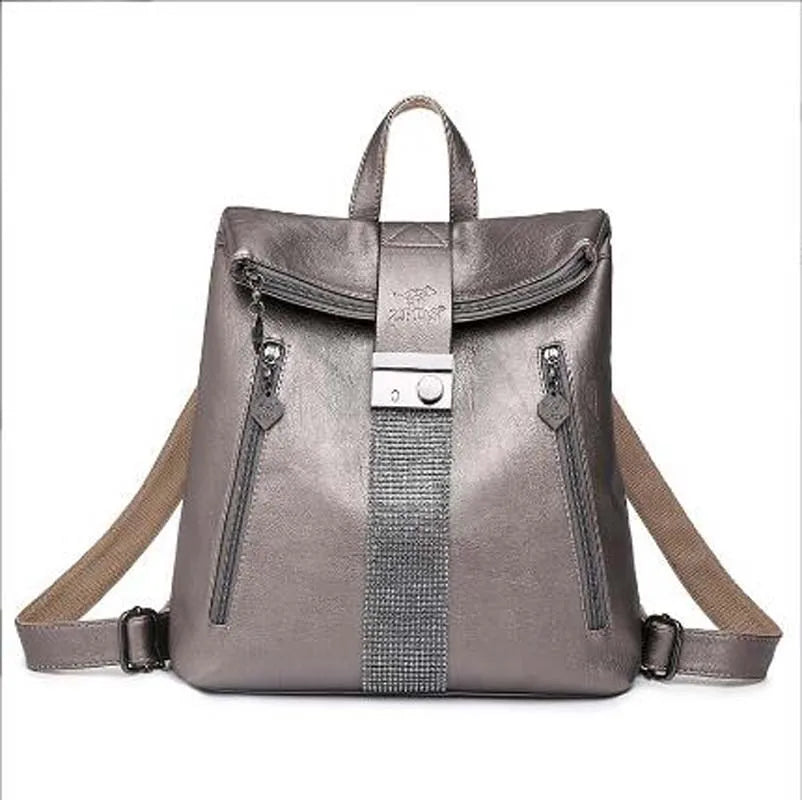 Fashionable Women Leather Backpacks Large Capacity Shoulder Bags Travel Backpack