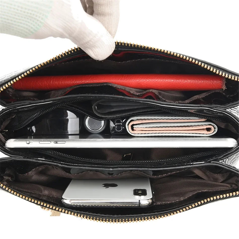 3-Layer partition Women Bag Soft Leather Luxury Handbag