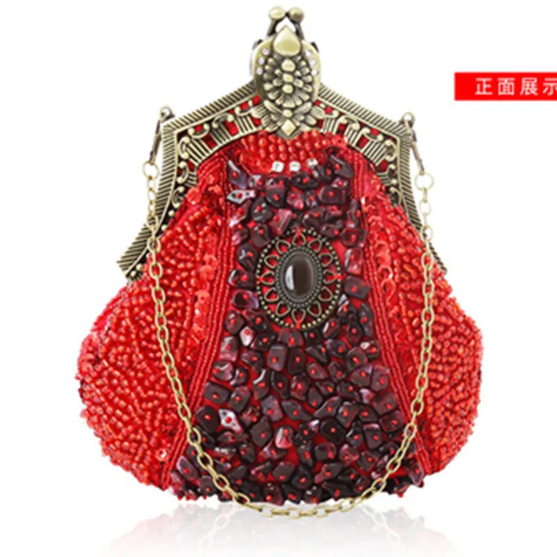 Retro Fashion Pearl Sequin Beaded Clutch Handbag