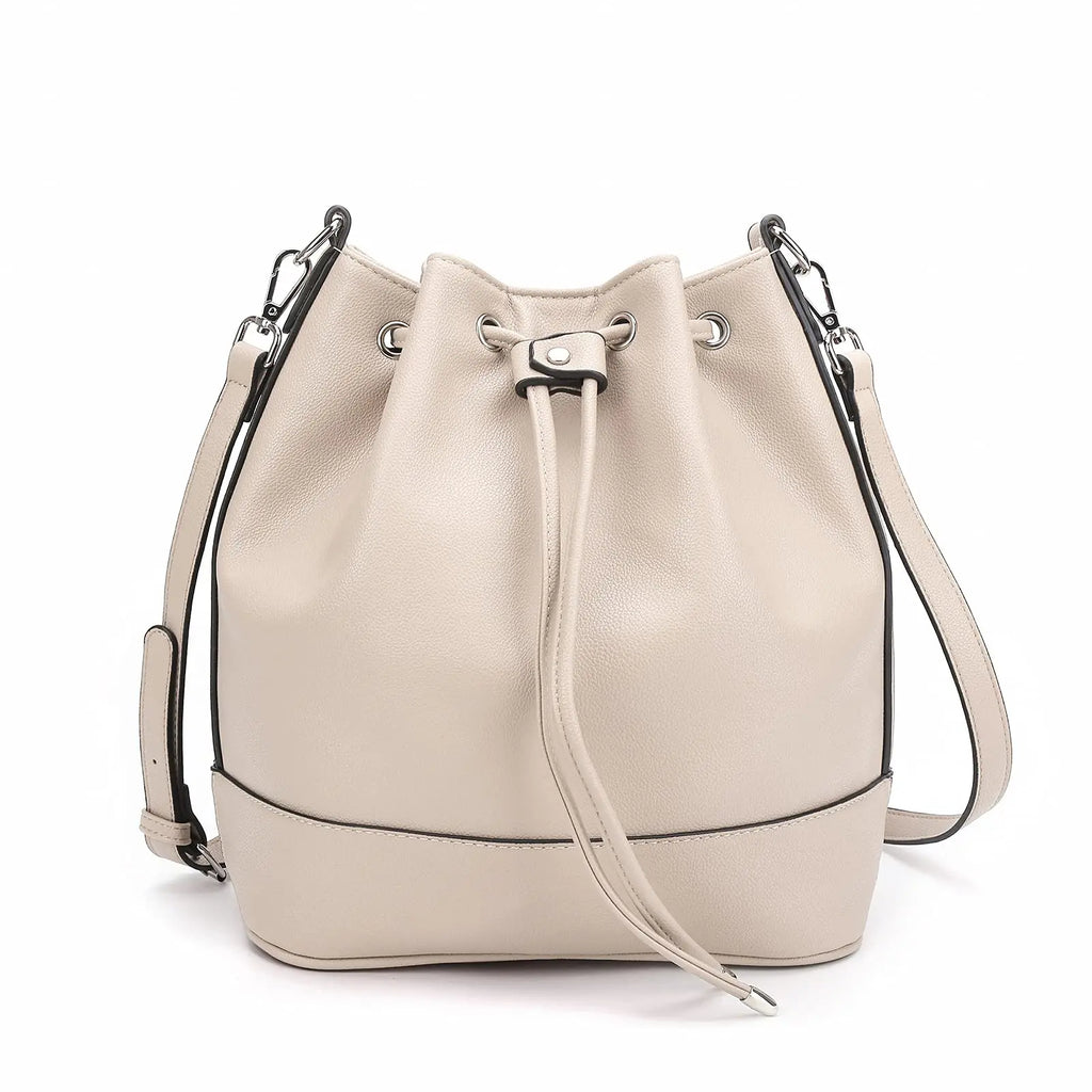 Leather Bucket Bags and Drawstring Crossbody Purse Medium Tote Stylish Handbags